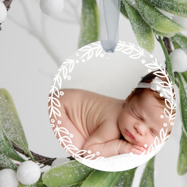 White Wreath | Baby's First Christmas Ceramic Ornament (Creator Uploaded)