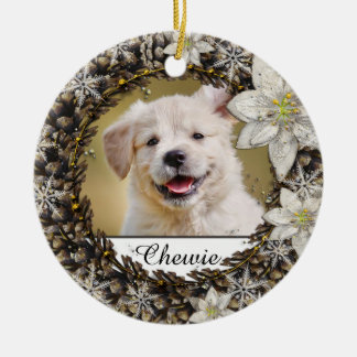 White Wreath Pet Memorial Ceramic Ornament