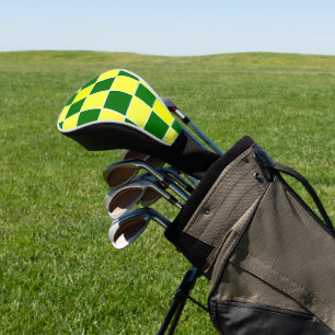 White, Yellow and Green Checkers Golf Head Cover