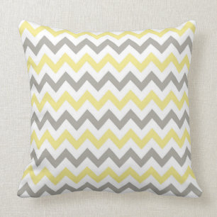 White, Yellow and Grey chevron design throw pillow