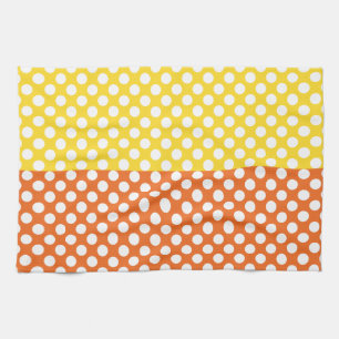 White, Yellow and Orange Polka Dot Kitchen Towel