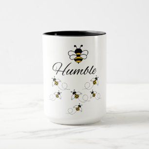 WHITE YELLOW BLACK COMBO MUG BE HUMBLE BUMBLE BEE 