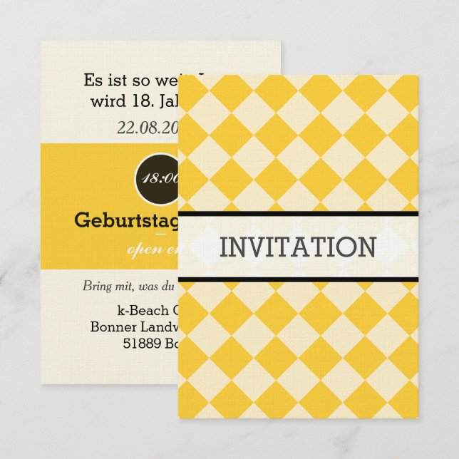 White, Yellow, black Invitation (Front/Back)