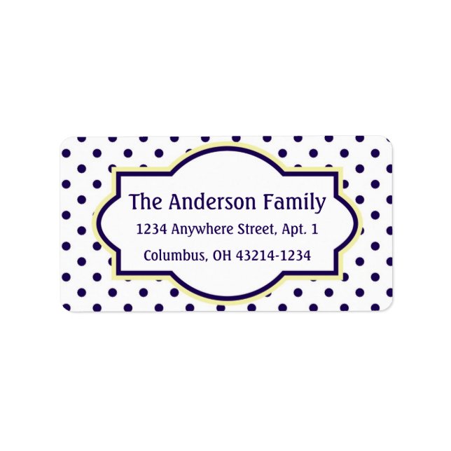 White Yellow & Blue Polka Dot Return Address Label (Front)
