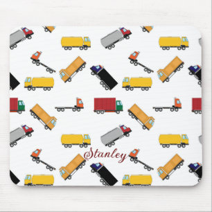 White Yellow Boys' Rusty Name Personalized Truck Mouse Pad
