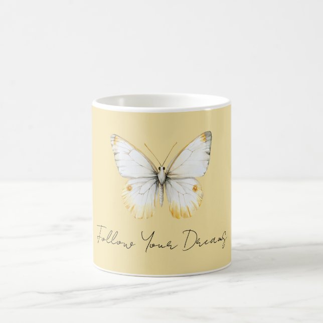 White Yellow Butterfly Coffee Mug (Center)