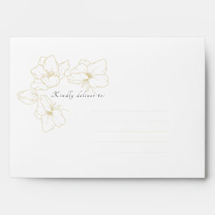 White & Yellow   Chic Gold Floral Wedding  Envelope