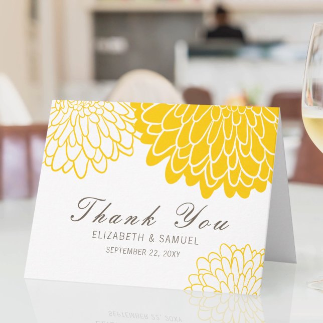 White Yellow Chrysanthemum Wedding Thank You Card (Creator Uploaded)