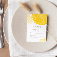 White Yellow Chrysanthemums Response RSVP Card