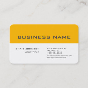 White Yellow Contemporary Modern Mnimalist Business Card