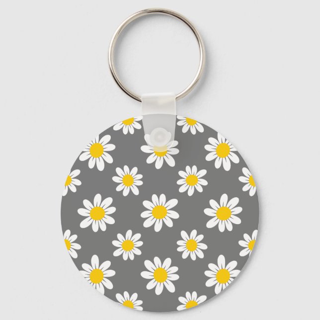 White Yellow Daisies Keychain (Front)