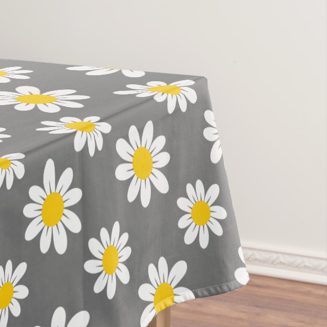 White Yellow Daisies Tablecloth (In Situ)