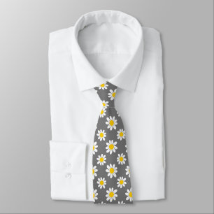 White Yellow Daisies Tie