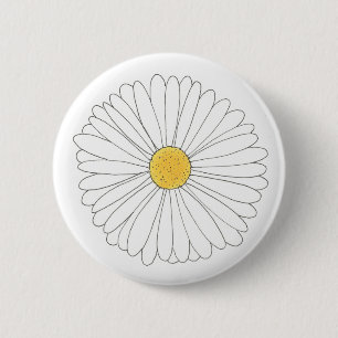 White Yellow Daisy Flower Floral Garden Party 2 Inch Round Button