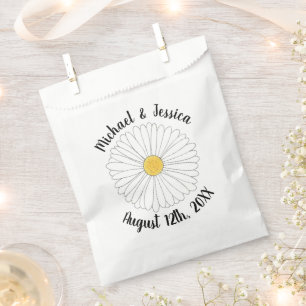 White Yellow Daisy Flower Floral Garden Party Favour Bag