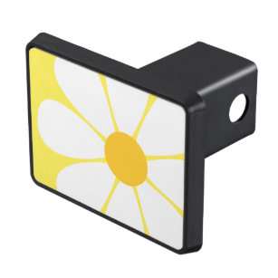 White & Yellow Daisy Flower Trailer Hitch Cover