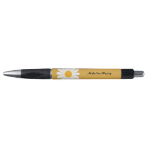 White Yellow Daisy Personalized Ballpoint Ink Pens