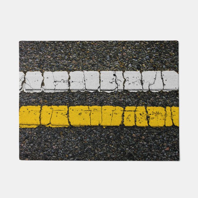 White Yellow Double Line Doormat (Front)