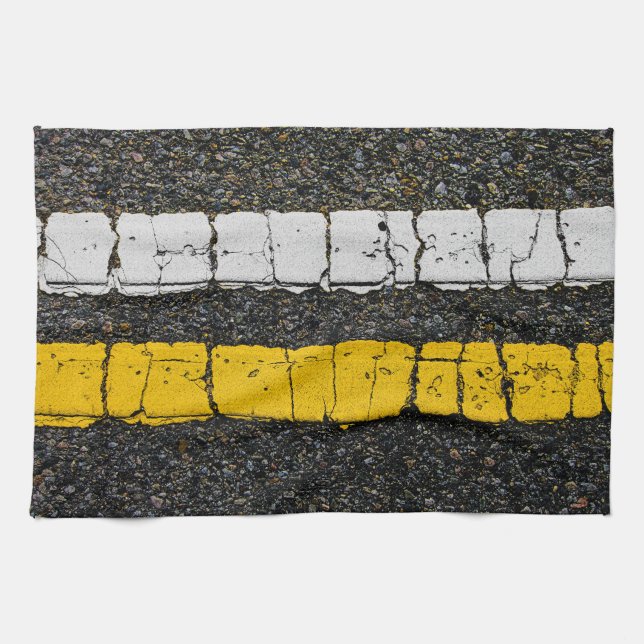 White Yellow Double Line Kitchen Towel (Horizontal)