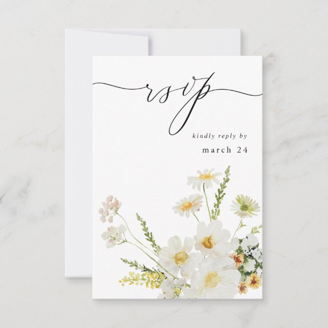 White & Yellow Floral w Meal RSVP 2 (Front)