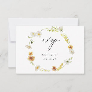 White & Yellow Floral w Meal RSVP Card
