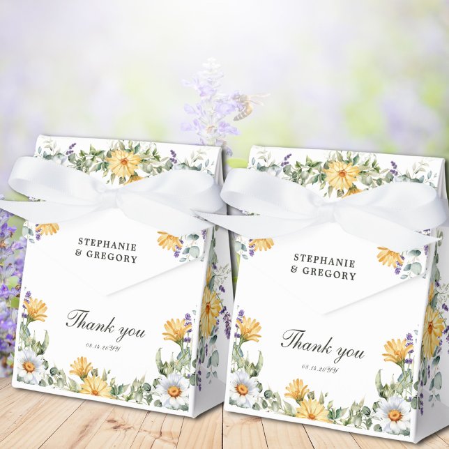 White Yellow Florals Wedding Favor Box (Creator Uploaded)