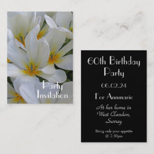White Yellow Flower Photograph 60th Birthday Party Card