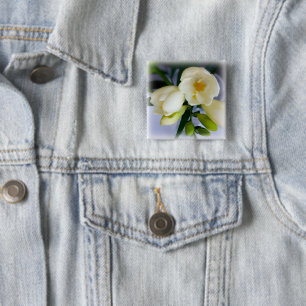 white yellow freesia 2 inch square button