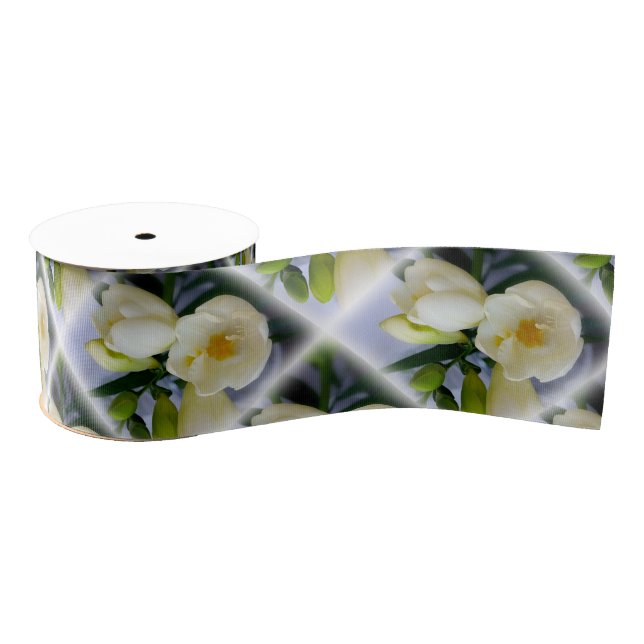 white yellow freesia grosgrain ribbon (Spool)