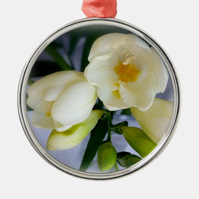 white yellow freesia metal ornament (Front)