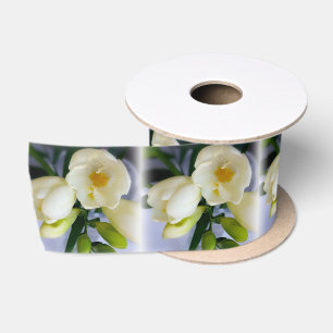 white yellow freesia satin ribbon