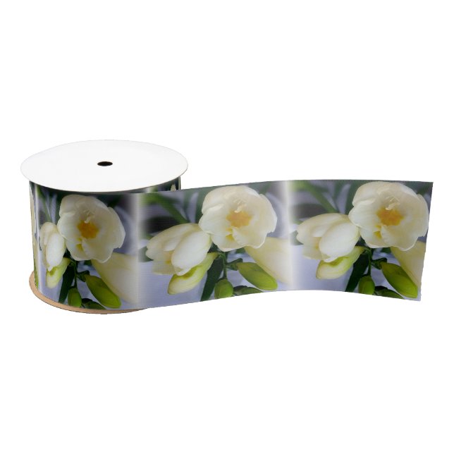 white yellow freesia satin ribbon (Spool)
