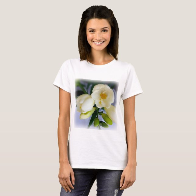 white yellow freesia T-Shirt (Front Full)