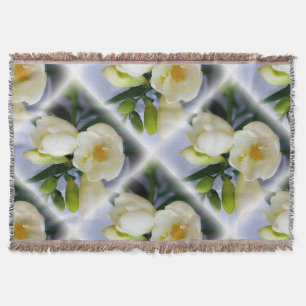 white yellow freesia throw blanket