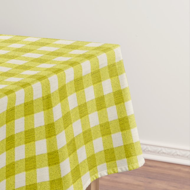 White & Yellow Gingham Pattern | Cotton Chequered Tablecloth (In Situ)
