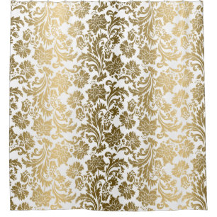 White & Yellow Gold Floral Damasks Pattern