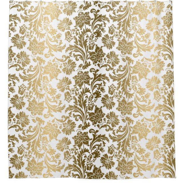 White & Yellow Gold Floral Damasks Pattern (Front)