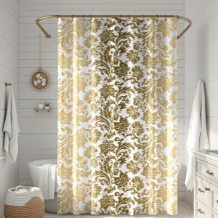White & Yellow Gold Floral Damasks Pattern