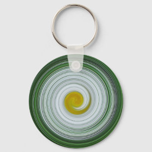 White, yellow, green spiral pattern keychain