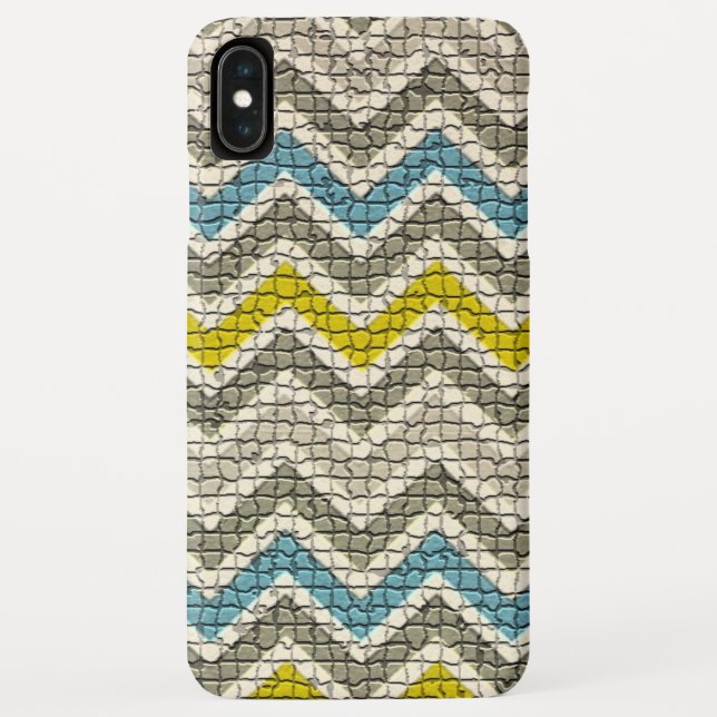 WHITE YELLOW GREY BLUE MOSAIC CHEVRONS Case-Mate iPhone CASE (Back)