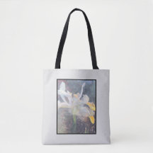 White Yellow Iris Elegant Floral Photo Tote