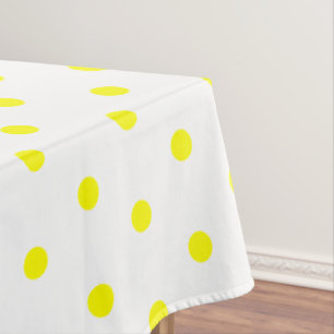White Yellow Lemon Polka Dots Tablecloth