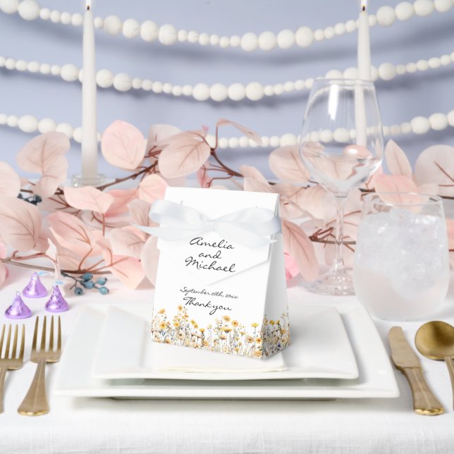 White Yellow Meadow Wildflowers Wedding Favor Box (Wedding)