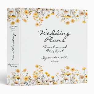White Yellow Meadow Wildflowers Wedding Planner Binder