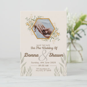 White Yellow Modern,couple and their wedding ring Invitation