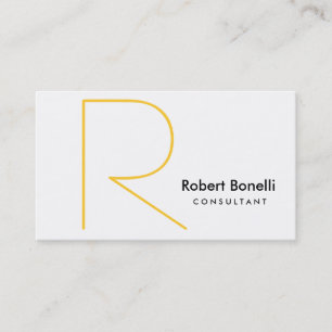 White Yellow Monogram Consultant Business Card