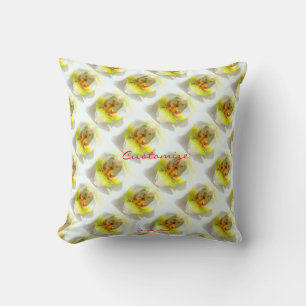 white/yellow orchids floral Thunder_Cove Throw Pillow