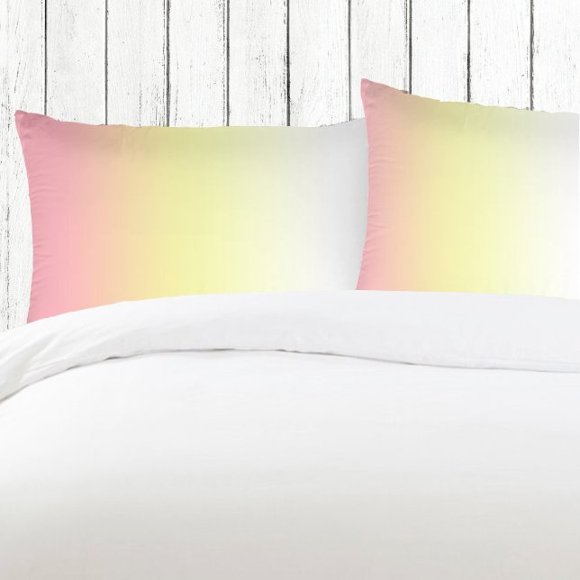 White Yellow Pink Modern Ombre Gradient  Pillowcase (Creator Uploaded)