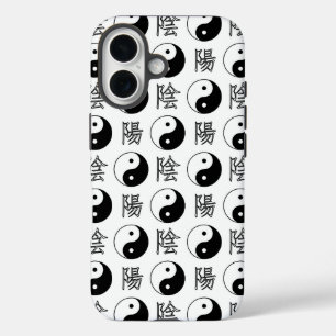 White Yinyang Symbol Chinese Pattern iPhone 16 Case