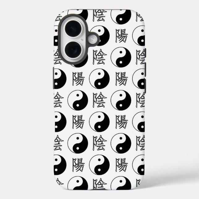 White Yinyang Symbol Chinese Pattern Case-Mate iPhone Case (Back)